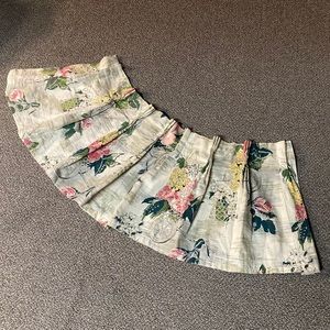 Vintage Floral Barkcloth Curtain in Pink & Yellow Floral on Gray Background